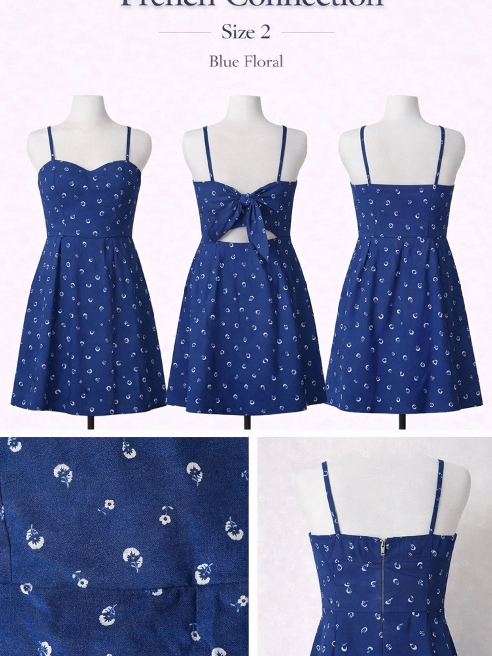 French Connection Navy Blue Floral Tie-Back Sundress for Kids